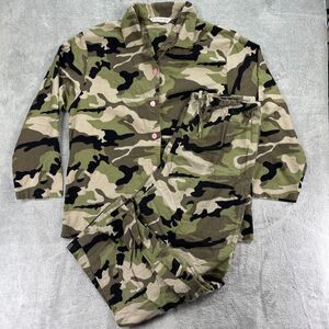 Alexander Del Rossa Pajama Set Womens Large Green Camouflage Cotton Nightwear